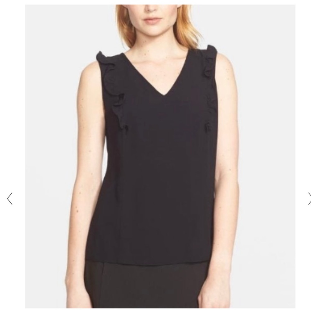 Kate Spade Black Ruffle Front Sleeveless Top